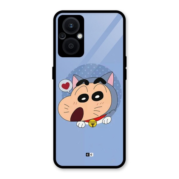 Cat Shinchan Glass Back Case for Oppo F21s Pro 5G