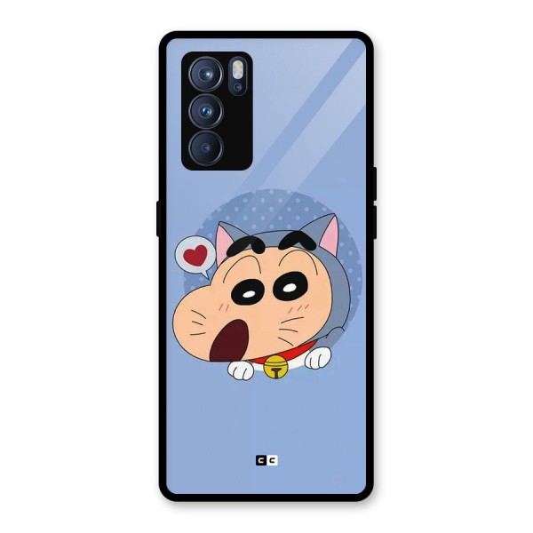 Cat Shinchan Glass Back Case for Oppo Reno6 Pro 5G