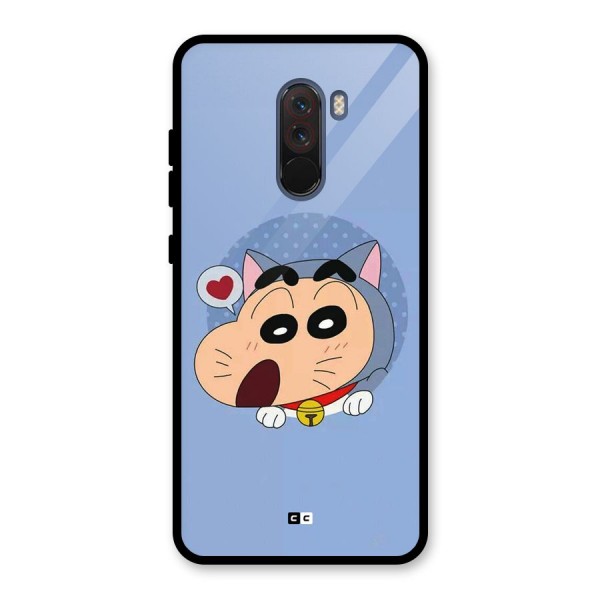 Cat Shinchan Glass Back Case for Poco F1