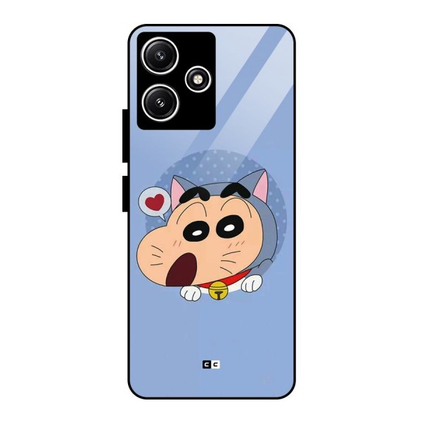 Cat Shinchan Glass Back Case for Poco M6 Pro