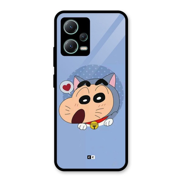 Cat Shinchan Glass Back Case for Poco X5