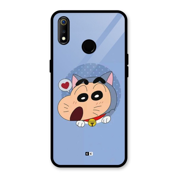 Cat Shinchan Glass Back Case for Realme 3