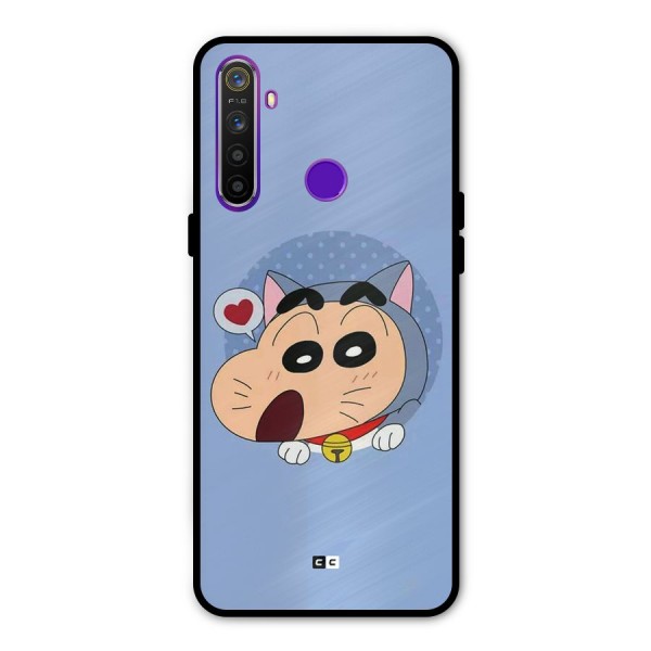 Cat Shinchan Glass Back Case for Realme 5s