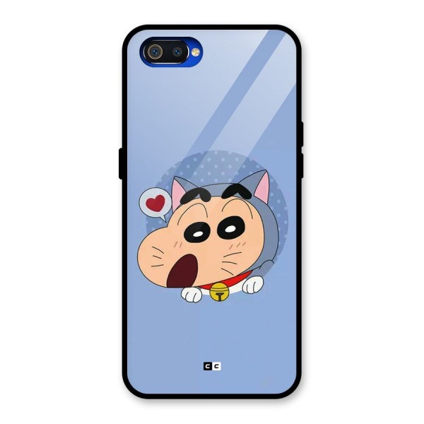 Cat Shinchan Glass Back Case for Realme C2