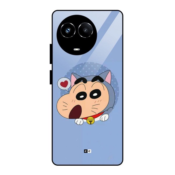 Cat Shinchan Glass Back Case for Realme Narzo 60X