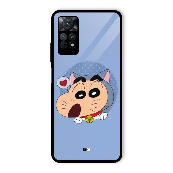 Cat Shinchan Glass Back Case for Redmi Note 11 Pro