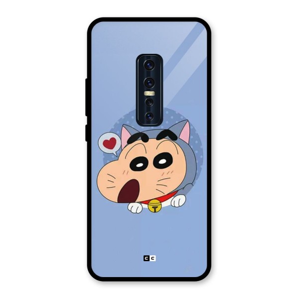 Cat Shinchan Glass Back Case for Vivo V17 Pro