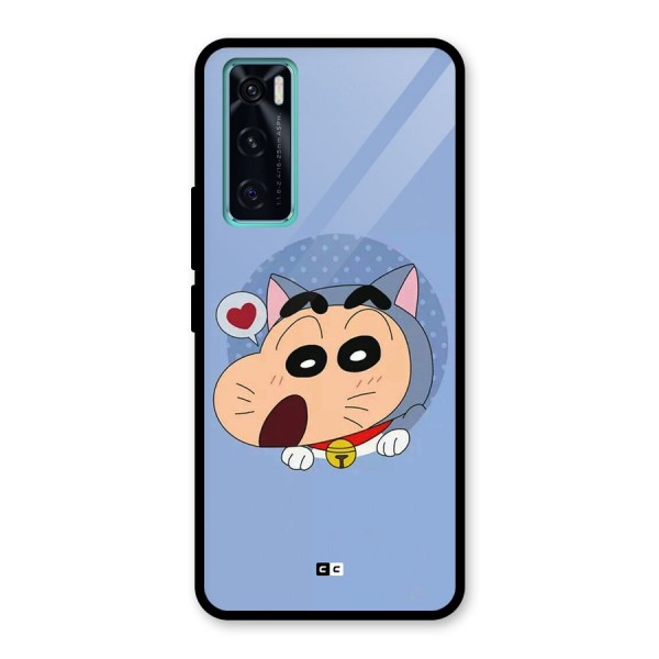 Cat Shinchan Glass Back Case for Vivo V20 SE