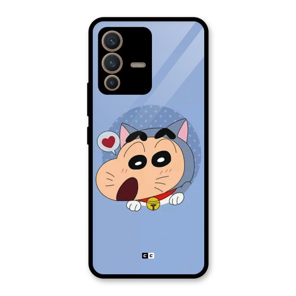 Cat Shinchan Glass Back Case for Vivo V23 5G