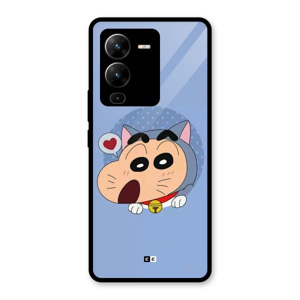 Cat Shinchan Glass Back Case for Vivo V25 Pro