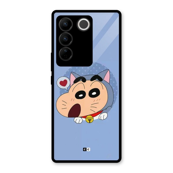 Cat Shinchan Glass Back Case for Vivo V27 Pro