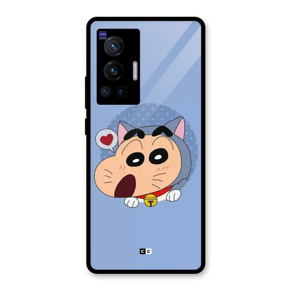 Cat Shinchan Glass Back Case for Vivo X70 Pro