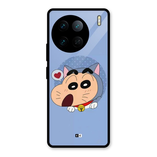 Cat Shinchan Glass Back Case for Vivo X90 Pro