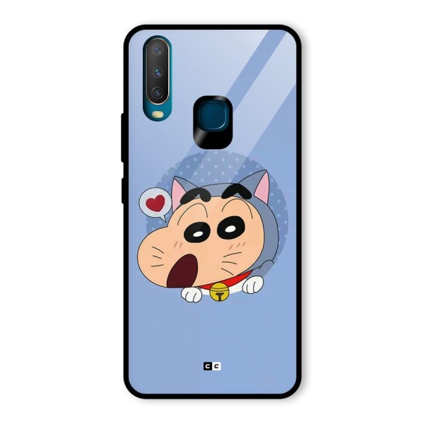 Cat Shinchan Glass Back Case for Vivo Y12