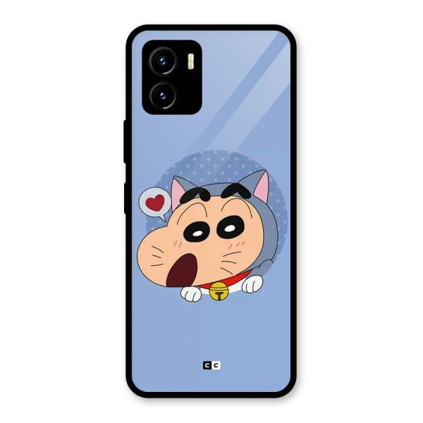 Cat Shinchan Glass Back Case for Vivo Y15s