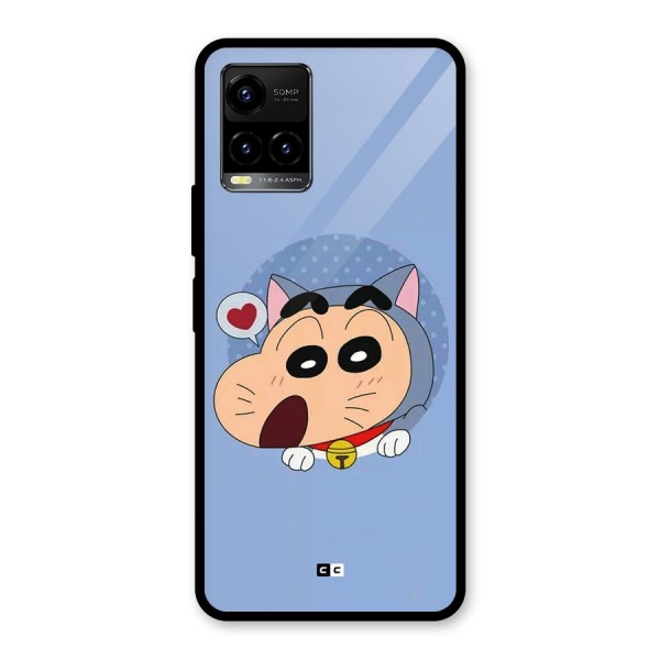 Cat Shinchan Glass Back Case for Vivo Y21G