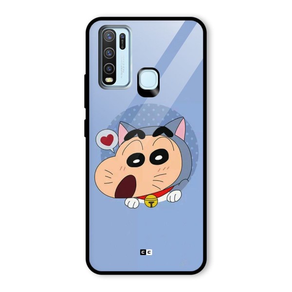 Cat Shinchan Glass Back Case for Vivo Y30