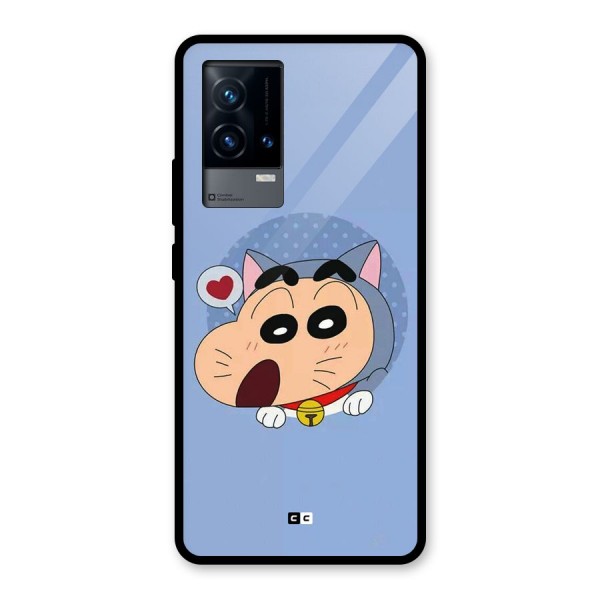 Cat Shinchan Glass Back Case for iQOO 9 5G