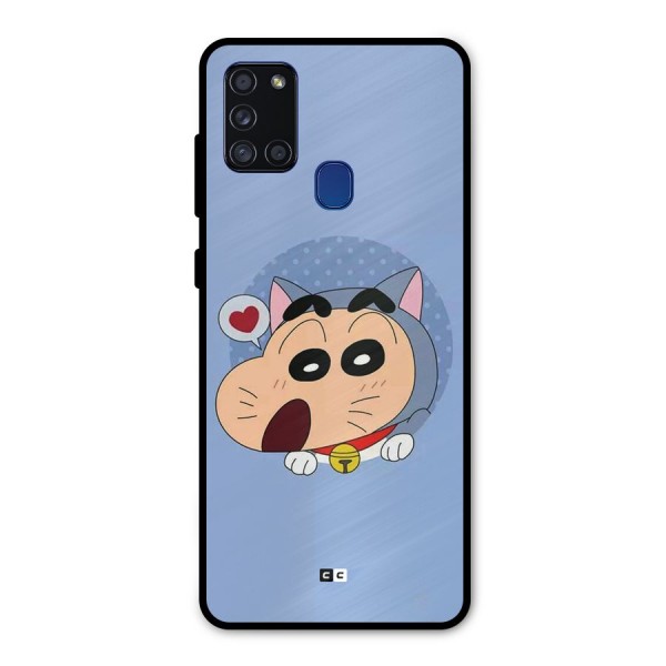 Cat Shinchan Metal Back Case for Galaxy A21s