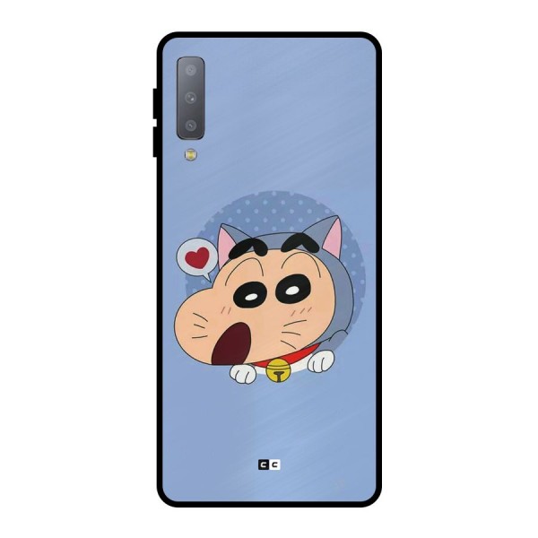 Cat Shinchan Metal Back Case for Galaxy A7 (2018)