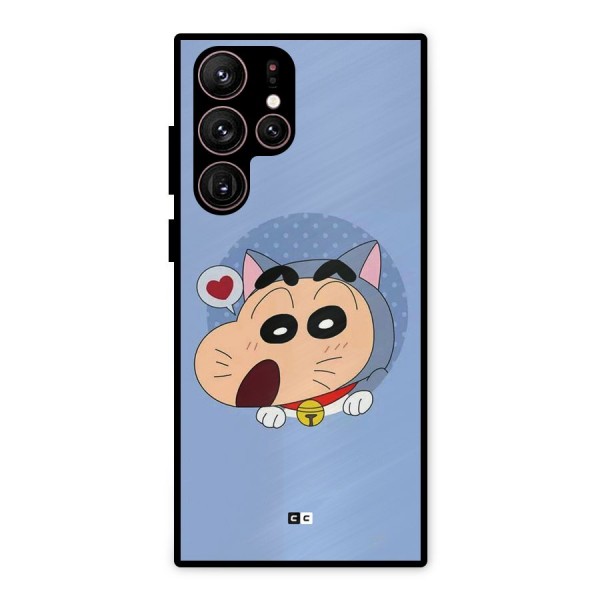 Cat Shinchan Metal Back Case for Galaxy S22 Ultra 5G