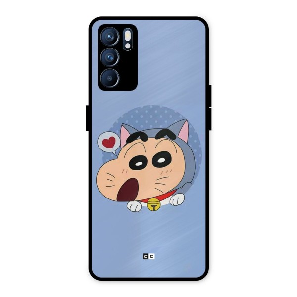 Cat Shinchan Metal Back Case for Oppo Reno6 5G