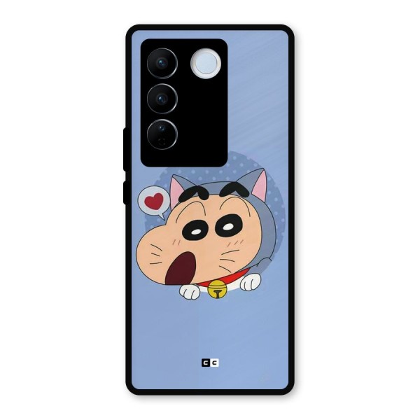 Cat Shinchan Metal Back Case for Vivo V27 Pro