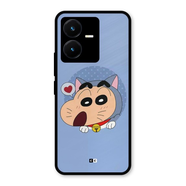 Cat Shinchan Metal Back Case for Vivo Y22s