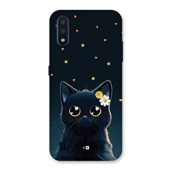 Cat With Flowers Back Case for Galaxy M01