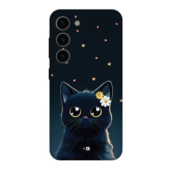 Cat With Flowers Back Case for Galaxy S23