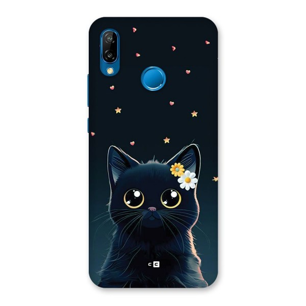 Cat With Flowers Back Case for Huawei P20 Lite