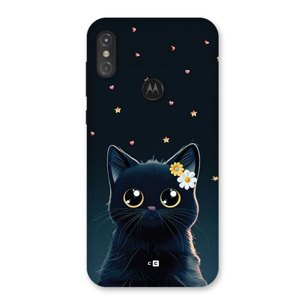 Cat With Flowers Back Case for Motorola One Power