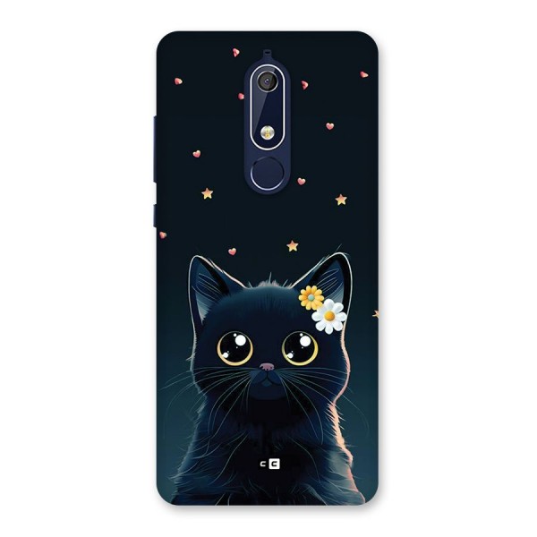 Cat With Flowers Back Case for Nokia 5.1