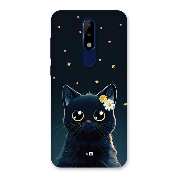 Cat With Flowers Back Case for Nokia 5.1 Plus