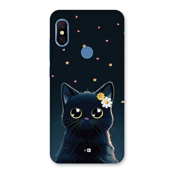 Cat With Flowers Back Case for Redmi Note 6 Pro