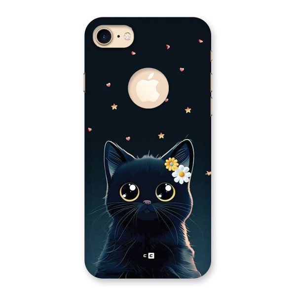 Cat With Flowers Back Case for iPhone 8 Logo Cut