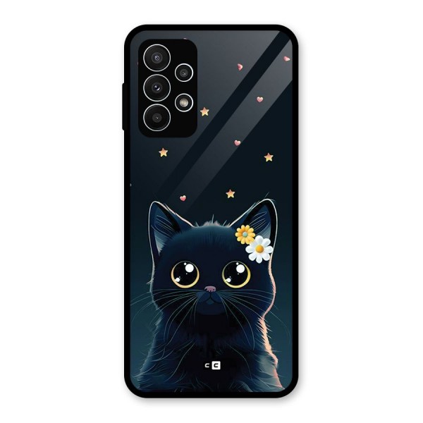 Cat With Flowers Glass Back Case for Galaxy A23