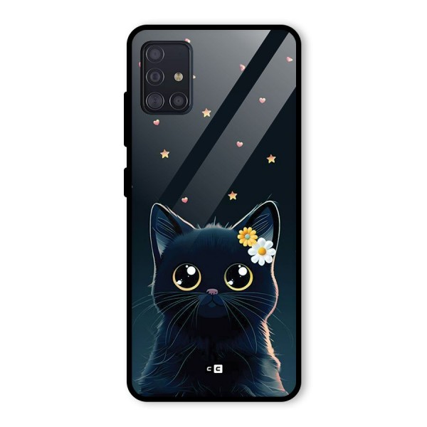 Cat With Flowers Glass Back Case for Galaxy A51