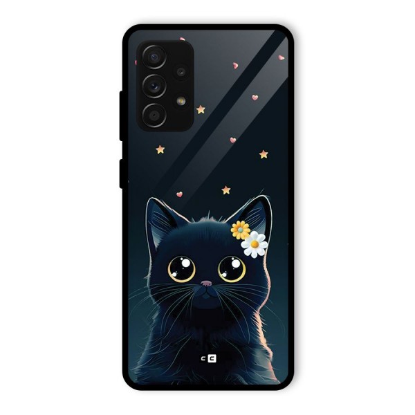 Cat With Flowers Glass Back Case for Galaxy A53 5G