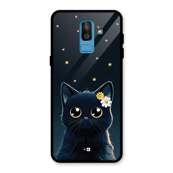 Cat With Flowers Glass Back Case for Galaxy J8