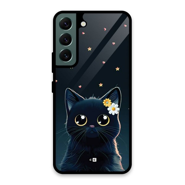 Cat With Flowers Glass Back Case for Galaxy S22 5G