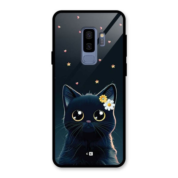 Cat With Flowers Glass Back Case for Galaxy S9 Plus