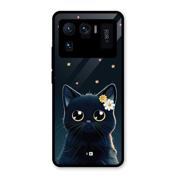 Cat With Flowers Glass Back Case for Mi 11 Ultra