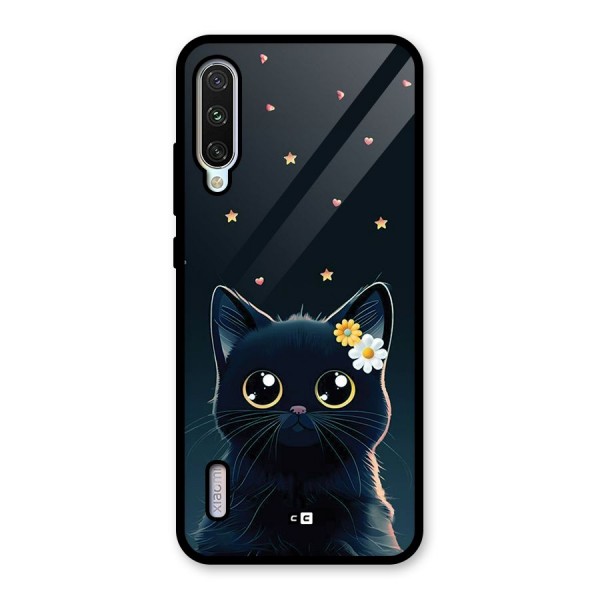 Cat With Flowers Glass Back Case for Mi A3