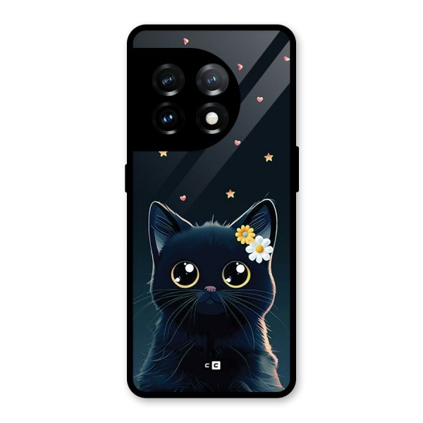 Cat With Flowers Glass Back Case for OnePlus 11