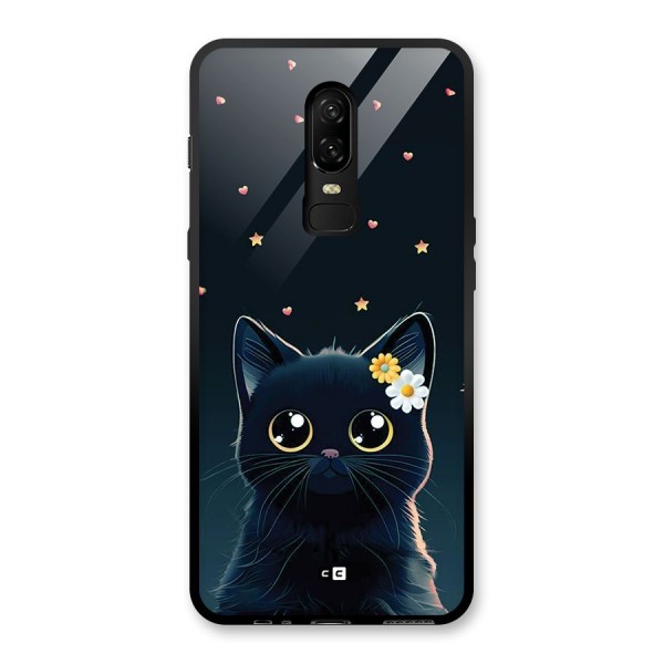 Cat With Flowers Glass Back Case for OnePlus 6