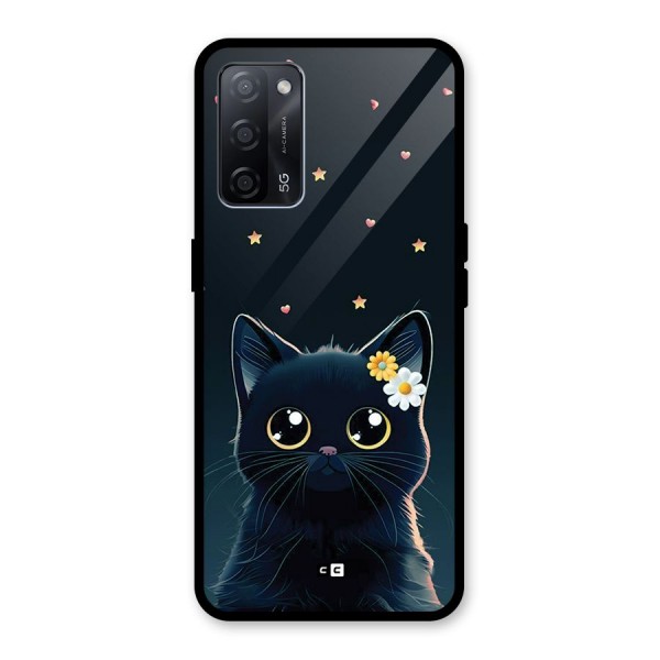 Cat With Flowers Glass Back Case for Oppo A53s 5G