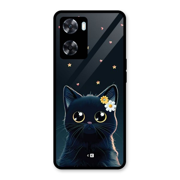 Cat With Flowers Glass Back Case for Oppo A77s