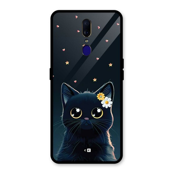 Cat With Flowers Glass Back Case for Oppo F11