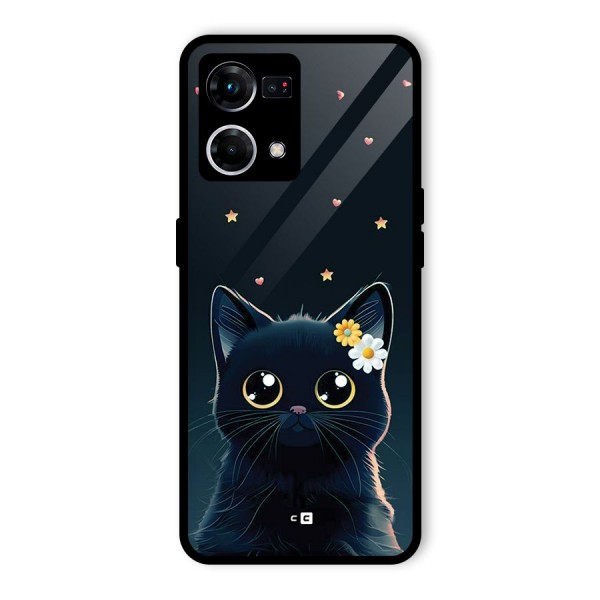 Cat With Flowers Glass Back Case for Oppo F21 Pro 4G